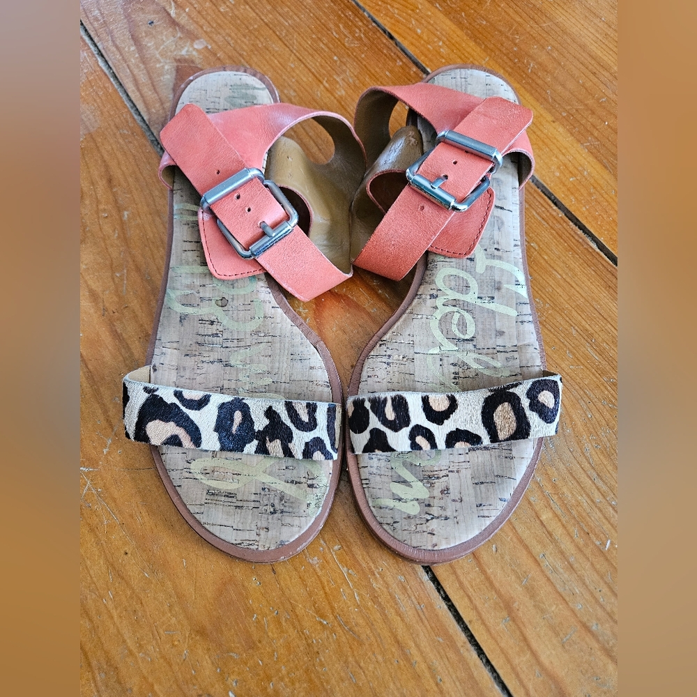 Leopard Print and Coral Sandals